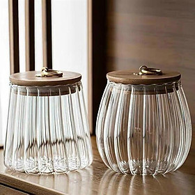 Mua Lọ thủy tinh trong suốt kín nắp gỗ đựng trà gia dụng thực phẩm đặc biệt cao cấp