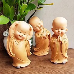 Bộ 3 chú tiểu vàng an nhiên -mẫu đứng 16,5cm