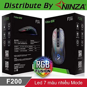 Chuột gaming chơi game có dây Fuhlen F200 3200DPI Led nhiều màu tem Ninza - Hàng chính hãng