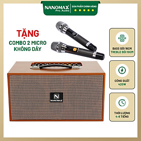 Loa Kéo Karaoke Xách Tay Nanomax X-210A Bass Đôi 16cm Công Suất 420w Hàng Chính Hãng