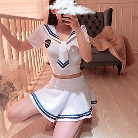 Váy ngủ Cosplay thủy thủ trắng quyến rũ tươi mới