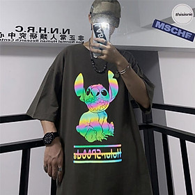 Áo Thun Nam Phản Quang In hình STITCH , áo chất, đi đêm, đi phượt bao ngầu, nhìn đã mắt