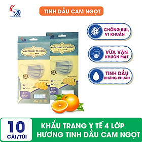 Khẩu trang y tế hương tinh dầu Cam ngọt 4 lớp Gold Mask - Túi 10 cái