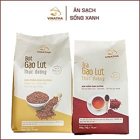 Combo Bột Gạo Lứt Thực Dưỡng Vinatha (21 gói 40gr) Và Trà Gạo Lứt Thực Dưỡng Vinatha (10 gói 50gr), Tiêu Mỡ Thanh Lọc Cơ Thể