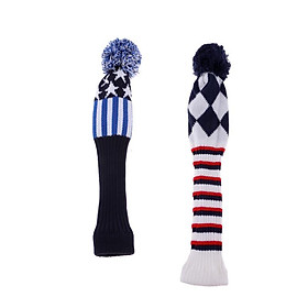 Pom Pom Headcover Blue White Stripe Golf Club Cover Fit Driver Wood