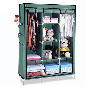 Mua Tủ Vải Đựng Quần Áo 3 Buồng 8 Ngăn ( mẫu trơn ) Tiết Kiệm Diện Tích Cho Gia Đình - Tặng 1 móc kẹp trái tim