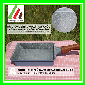 chảo vuông sứ Ceramic Ecoramic đáy từ vân đá chống dính Hàn Quốc - chiên trứng