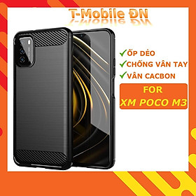 Ốp lưng cho Xiaomi Poco M3 dẻo Cacbon phay xước chống sốc chống vân tay