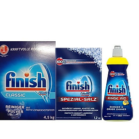 combo bột finish 4,5 kg + muối finish 1,2 kg + chia nước làm bóng finish 400ml