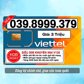 Sim Viettel số đẹp - Hàng chính hãng - 0398.999.379