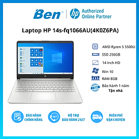 Laptop HP 14s fq1066AU R5 5500U/8GB/256GB/14”/Win11/(4K0Z6PA)/Bạc - Hàng chính hãng