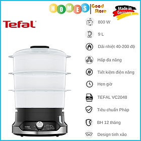 Hình ảnh Nồi Hấp Điện 3 Tầng TEFAL Ultra Compact VC2048, Sản Xuất Tại Pháp, Hẹn Giờ Thông Minh, Dung Tích 9L, Công Suất 800W - Hàng Nhập Khẩu Đức