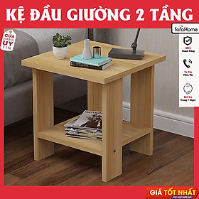 Tủ Tab Đầu Giường 2 Tầng Để Đồ, Đèn Ngủ Kệ Decor Bằng Gỗ MDF Trang Trí Phòng Ngủ, Phòng Khách