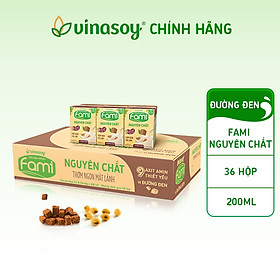 Thùng Sữa Đậu Nành Fami Nguyên Chất Vị Đường Đen (200ml x 36 Hộp)