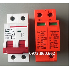 Mua Combo Aptomat DC 2P 1000V - Chống sét DC 2P 1000VDC Dùng cho năng lượng mặt trời