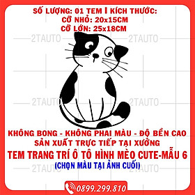 Tem decal HÌNH CON MÈO dán xe nhiều kích thước, chống thấm nước, logo CHÚ MÈO dán trang trí ô tô xe hơi - MẪU 6