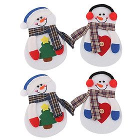 4x Happy Christmas Snowman Tableware Silverware Suit Dinner Party Decor