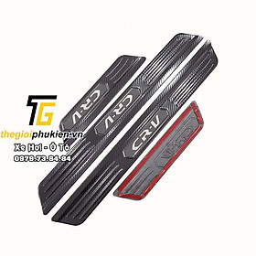 Bộ Ốp bậc cửa, Nẹp bước chân Honda CRV, CR-V 2018-2020 vân Carbon
