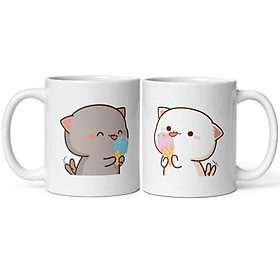 Bộ hai cốc sứ dành cho cặp đôi hình mèo Peach và Goma