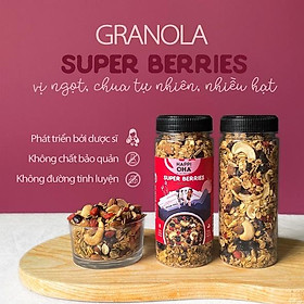 Granola Super Berries HAPPI OHA - Ngũ Cốc Ăn Sáng/Ngũ Cốc Ăn Kiêng Không Đường Tinh Luyện Vị 8 Loại Hạt Trái 280g