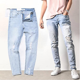 Quần bò nam rách xanh nhạt mẫu mới nhất 2019