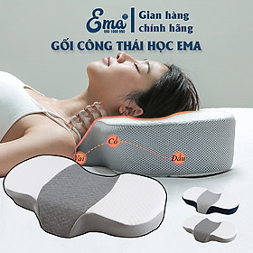 Mua Gối công thái học EMA chống đau mỏi cổ vai gáy chất liệu Memory Foam cao cấp - Kích thước 58x34x10cm