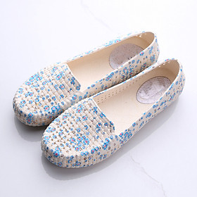 Giầy búp bê siêu mềm chịu nước đế bệt siêu mềm họa tiết vintage dễ thương GN20