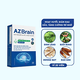 Hoạt huyết dưỡng não AZ Brain giảm đau đầu, mất ngủ, suy nhược thần kinh, tăng tuần hoàn máu não Grow Green AZ (H/20v)