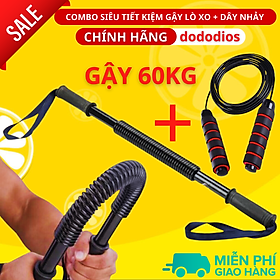 Combo gậy bẻ lò xo tập cơ tay gym TẶNG 1 DÂY NHẢY LÕI THÉP - gậy lò xo 20kg, 30kg, 40kg, 50kg, 60kg- Hàng chính hãng dododios