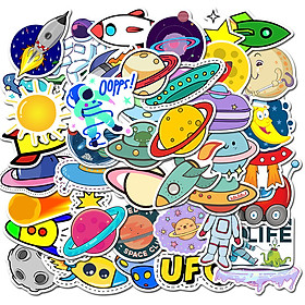 Sticker 50 miếng hình dán Planet Space