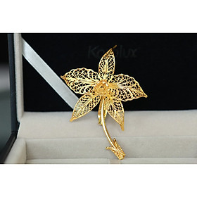 Quà tặng sếp nữ: Cài áo hoa lan mạ vàng 24K