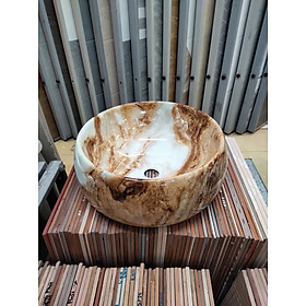 Mua CHẬU LAVABO ĐẶT BÀN HÌNH TRÒN VÂN ĐÁ MÀU NÂU