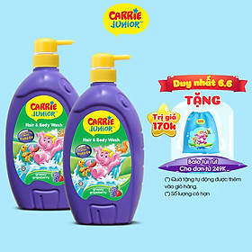 Combo 2 Sữa Tắm Gội cho bé Carrie Junior Hương Grapeberry (700g/chai)