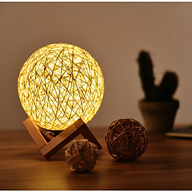 Đèn Ngủ Quả Cầu Mây - Đèn Ngủ Trang Trí Led Blackinner (đế xếp) Có Điều Chỉnh Độ Sáng - Hàng chính hãng