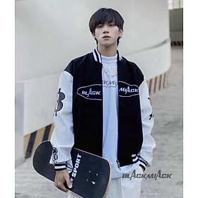 Áo Khoác Bomber Trơn Chất Liệu Vải Dù Pha Cotton In Họa Tiết "BlackMiack"
