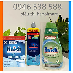Combo Gel rửa bát Finish All in 1 Shine&Protect 650ml +Muối Finish 4kg + Nước làm bóng Finish 400ml hương chanh