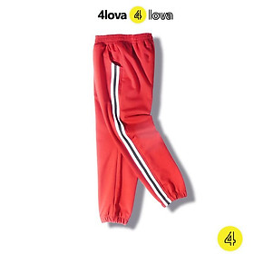 Quần thun 4LOVA chất cotton nỉ da cá dày dặn họa tiết kẻ sọc thể thao cho bé trai