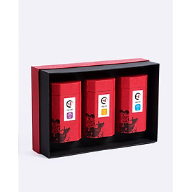 TRÀ VIỆT Bộ Quà Tặng Tri Ân 3 Hộp Bát Giác Trà Sen, Trà Ô Long, Trà Cổ thụ, Hộp quà giấy Mỹ thuật Sang trọng, Trà Cao cấp tốt cho sức khỏe