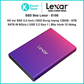 Mua Hộp box SSD Lexar E100 | gắn SSD 2.5 inch dung lượng 128G - 8TB | Giao tiếp USB 3.2 Gen 1 - Bảo hành 1 năm - Hàng Chính Hãng