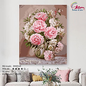 Mua Tranh sơn dầu số hóa tô màu theo số BH0540 Tranh lọ hoa mẫu đơn cổ điển