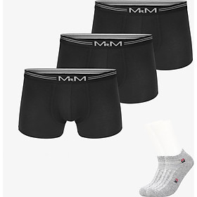 Combo 3 Quần Lót Nam Quần Sịp Đùi Sợi Cotton Cao Cấp MRM FASHION 1 màu TẶNG Đôi Tất Nam Cao Cấp