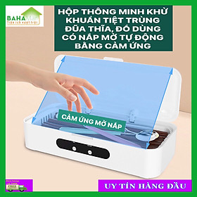 HỘP THÔNG MINH KHỬ KHUẨN TIỆT TRÙNG ĐŨA THĨA, ĐỒ DÙNG CÓ NẮP MỞ TỰ ĐỘNG BẰNG CẢM ỨNG 