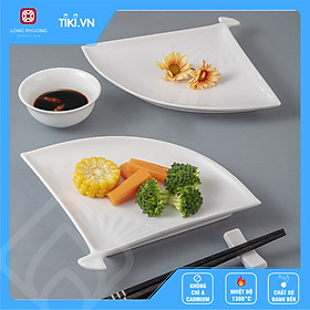 Đĩa quạt - Đĩa đựng đồ ăn sứ trắng hình quạt độc đáo