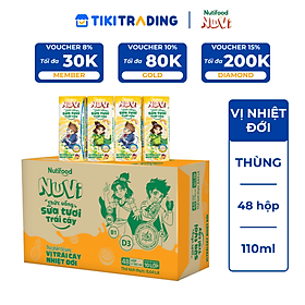 Thùng 48 hộp Thức Uống Sữa Tươi Trái Cây Tươi Nuvi Vị Nhiệt đới 180ml - Tăng Cường Chiều Cao, Phát Triển Trí Não