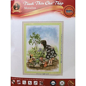 Mua Tranh thêu chữ thập cô gái tưới cây DX1067-53x72cm