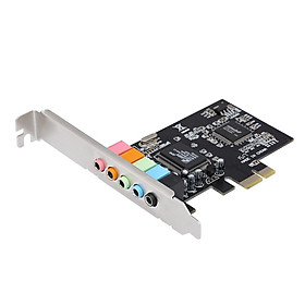 Card PCI-E Express 5.1 Âm Thanh Vòm 5 Cổng Cho Máy Tính Để Bàn, Màu Đen