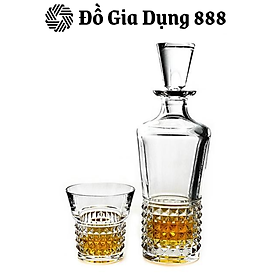 Set Bình Rượu Pha Lê Kèm 6 Cốc Bohemia Trinity, Bộ Bình Ly Pha Lê Dùng Uống Whisky Cao Cấp, Nhập Đức