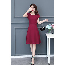 Đầm xòe dự tiệc voan 2 lớp đính kèm phụ kiện eo