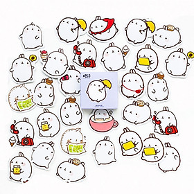 Hộp miếng dán sticker trang trí Molang- Chó Shiba Inu-Chuột Hamster