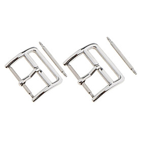 2pcs Silver Stainless Steel Watch Band Strap Pin Buckle Polished Clasp 18mm 20mm